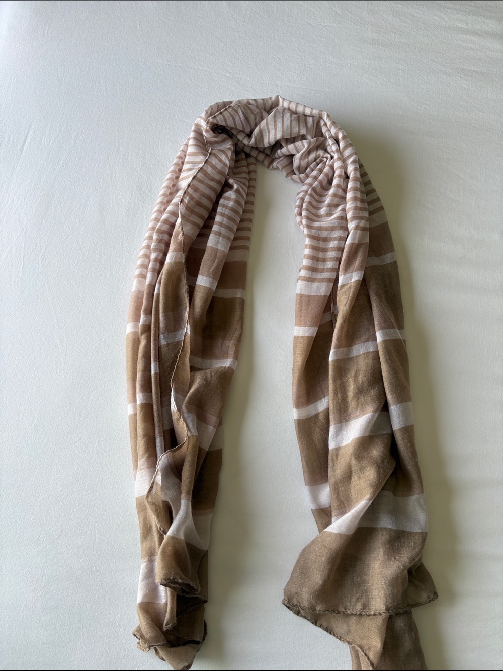 Lightweight Beige & Cream Striped Scarf - Women Accessories